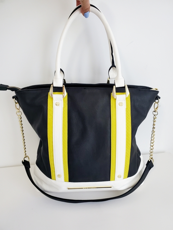 Steve Madden Handbags - Steve Madden Black, White & Yellow Colorblock Tote